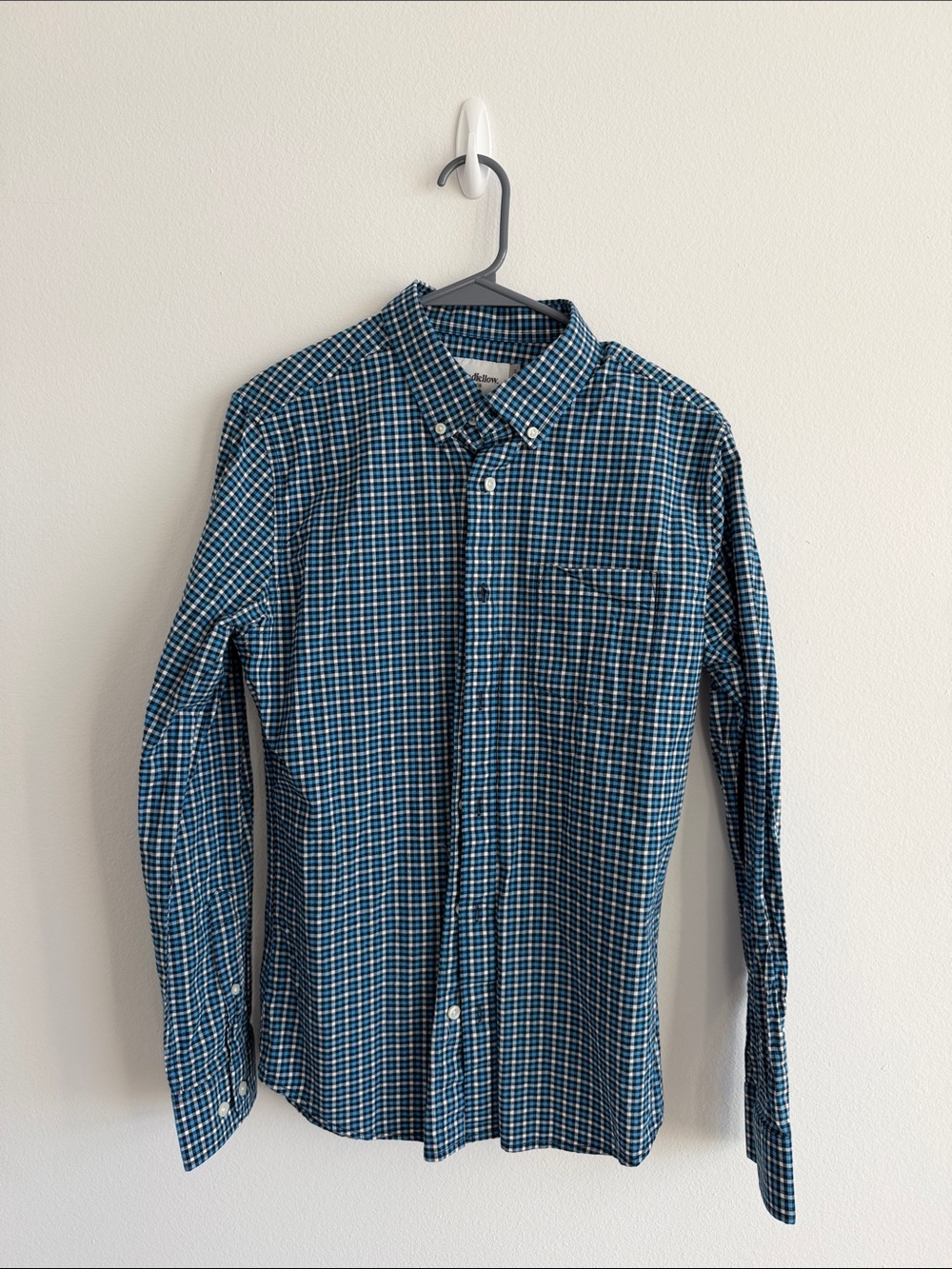 Goodfellow & Co Teal and Navy Check Button-Down Shirt